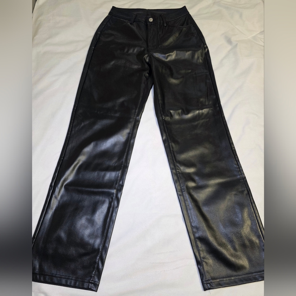 Myoursa Faux Leather Silky Soft Black Pants- Size Sm